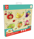 Puzzle de encaixe Hape com várias camadas de frutas em madeira colorida