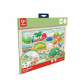 Puzzle de madeira da Hape com tema de dinossauros e 24 peças para montar e colorir