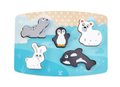Puzzle tátil da Hape com animais do Ártico e texturas diferentes