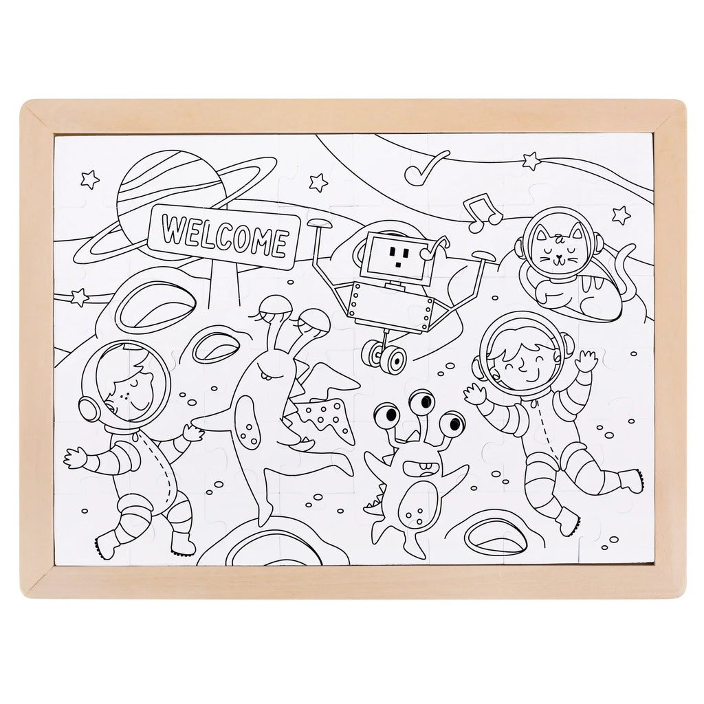 Hape Puzzle de madera Amigos en el espacio 2 en 1