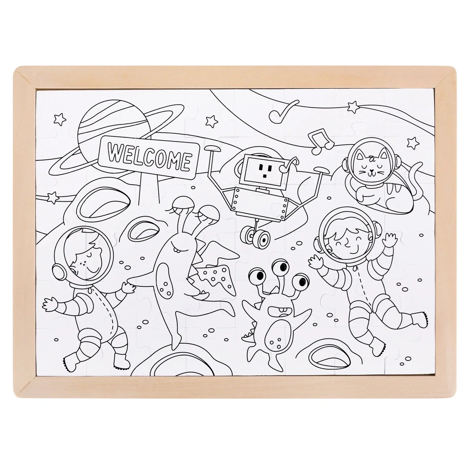 Hape Puzzle de madera Amigos en el espacio 2 en 1