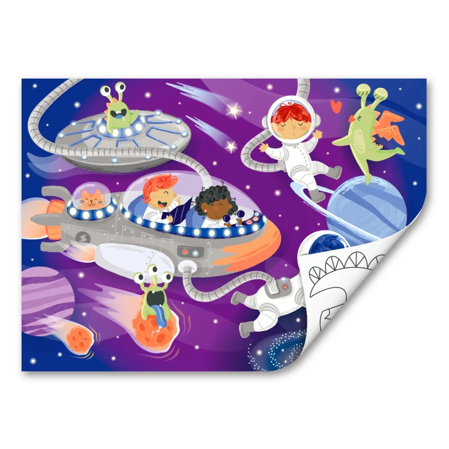 Hape Puzzle de madera Amigos en el espacio 2 en 1