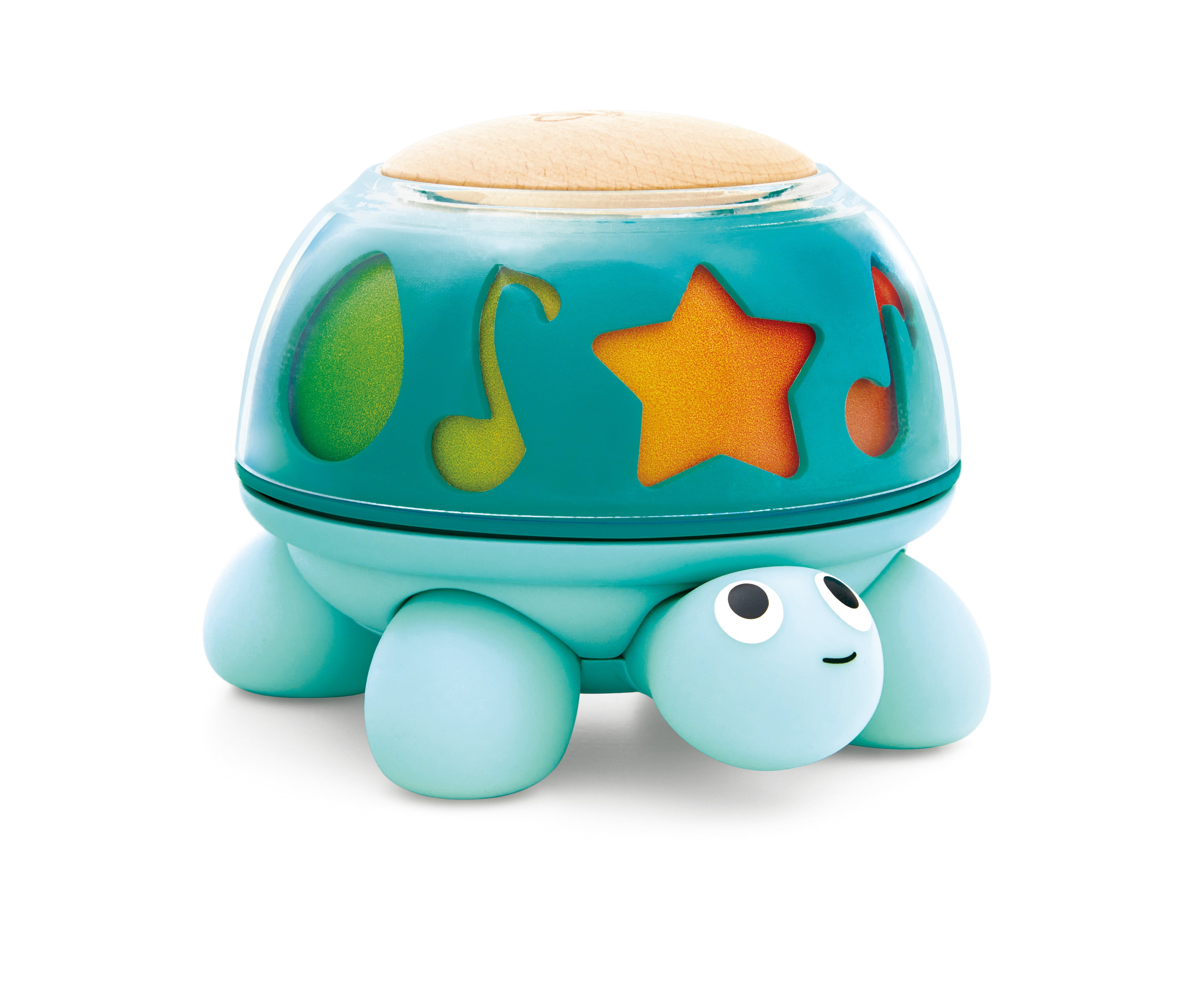 Tartaruga de brinquedo Hape Twist and Tune com casco rotativo e patas de silicone