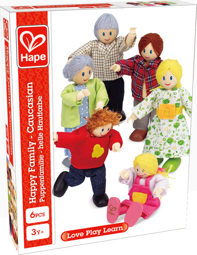 Familia de muñecas caucásicas Hape 