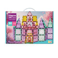 Conjunto de blocos magnéticos HappiHobbi Castelo com 50 peças e figuras de príncipe e princesa