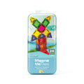 Conjunto de blocos magnéticos de viagem HappiHobbi de 24 peças dentro da caixa metálica de arrumação