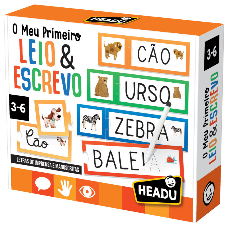 Jogo educativo Headu A meu primeiro Leio e Escrevo com letras táteis e puzzle