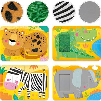 Detalhe de um puzzle tátil do crocodilo, focando na textura rugosa da pele, ideal para estimulação sensorial.