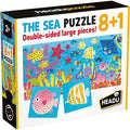 Caixa do puzzle Headu The Sea 8+1 com ilustração do cenário subaquático e exemplos das peças duplas.
