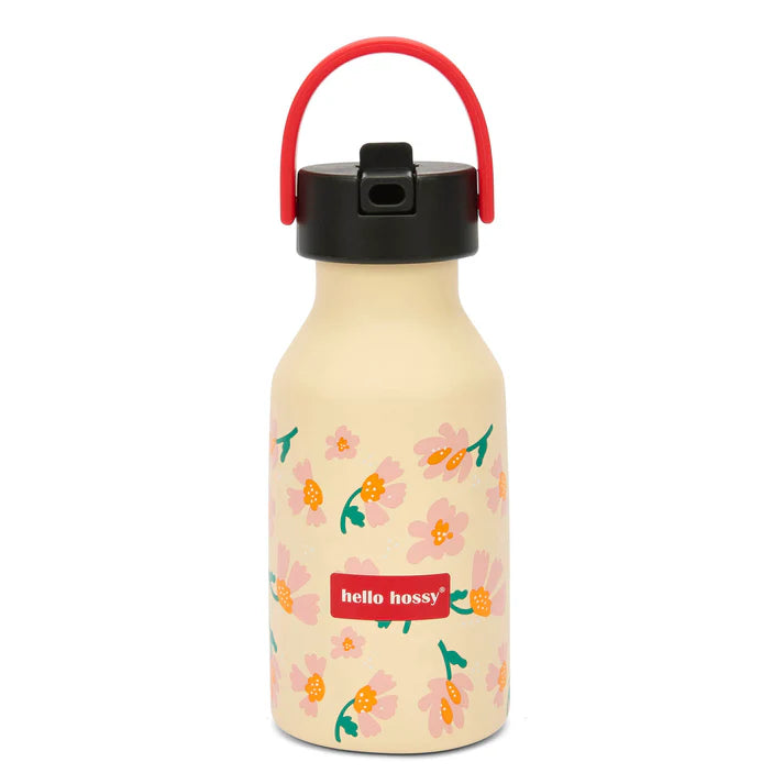 Garrafa térmica infantil Hello Hossy 350ml padrão Spring Time com palhinha e pega ergonómica