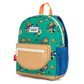Mochila infantil Hello Hossy Chill Vibes verde com alças azuis acolchoadas e fecho peitoral.