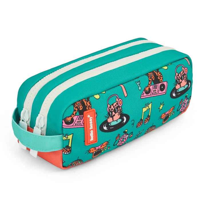 Estojo porta-lápis infantil Disco Roar da Hello Hossy com dois compartimentos