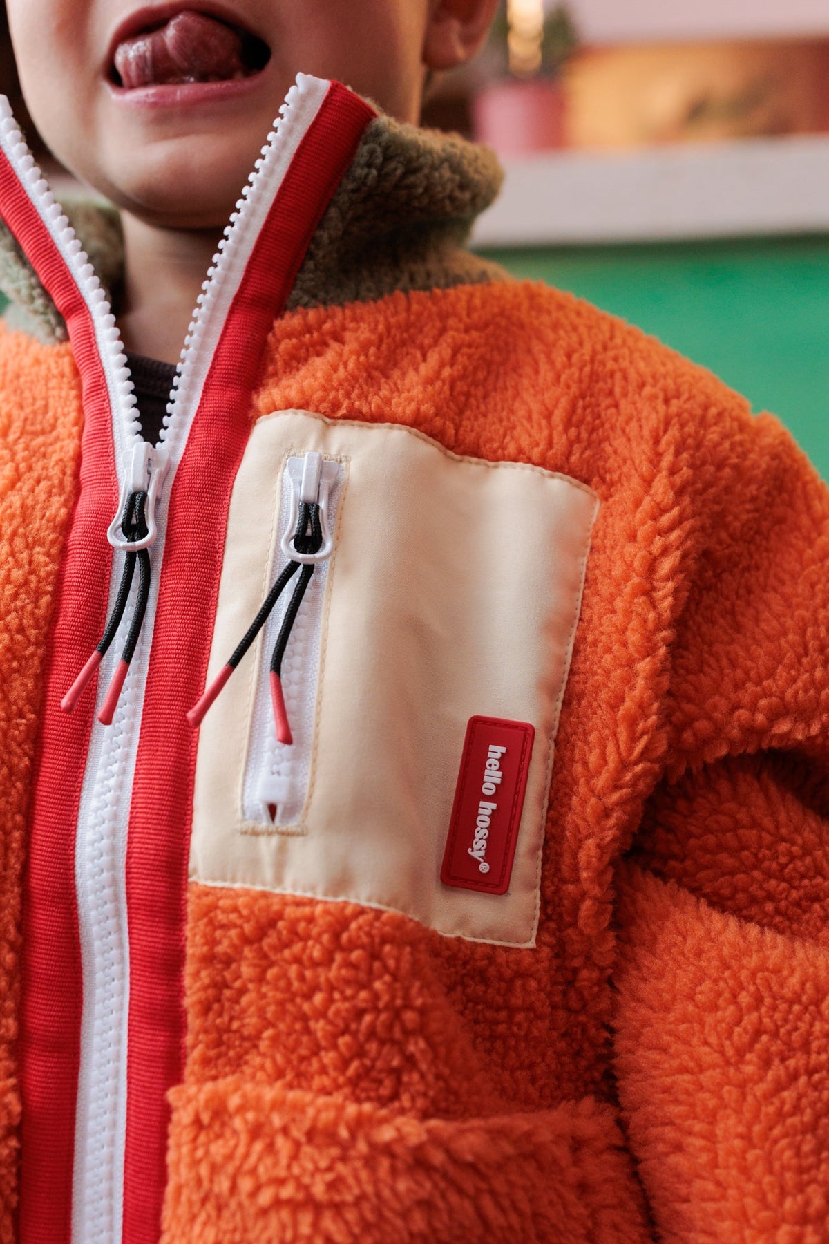 Veste polar Hello Hossy Autumn Leaf com forro polar, fecho de correr e bolso no peito, foto 5