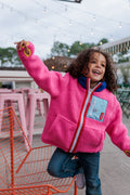 Veste polar Hello Hossy Fuchsia com forro polar, fecho de correr e bolso no peito, foto 1