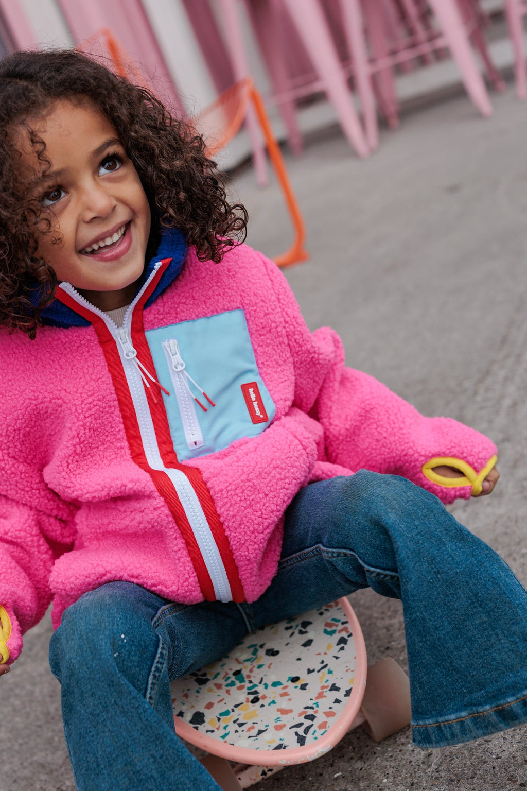 Veste polar Hello Hossy Fuchsia com forro polar, fecho de correr e bolso no peito, foto 5