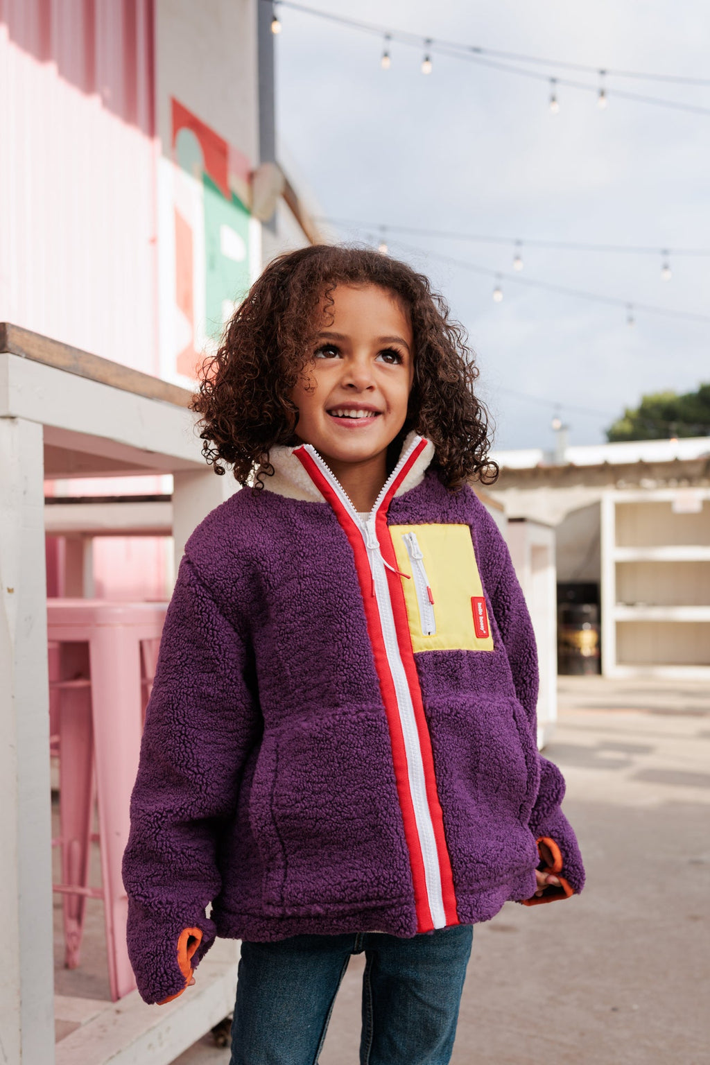 Veste polar Hello Hossy Prune com forro polar, fecho de correr e bolso no peito, foto 1