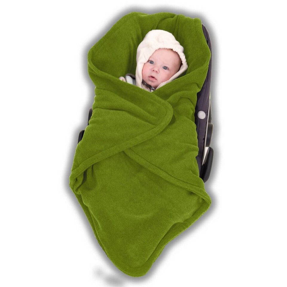 Manta polar Hoppediz verde suave, dobrada, mostrando a textura dupla e o acabamento anti-borboto. Ideal para carrinho.