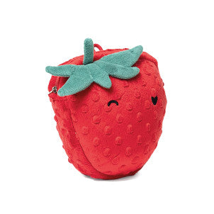 Bolsa infantil Hoppstar Strawbella em formato de morango com alça ajustável para câmara.