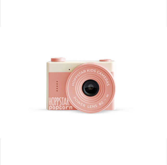 Máquina fotográfica digital Hoppstar Popcorn Sorbet em cor pastel com design vintage para crianças.