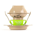 Conjunto de refeição infantil Husk's Baby em tons naturais de fibra de arroz com prato, taça e talheres.