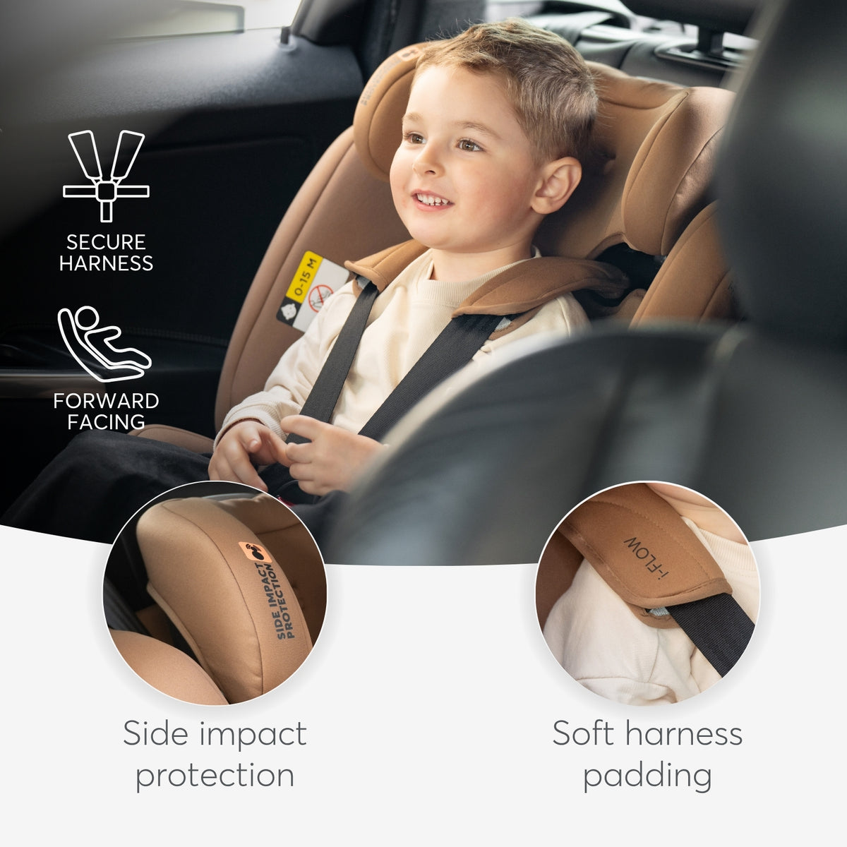 Kikkaboo i-Flow: arnes de seguranca e proteccao contra impacto lateral
