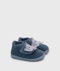 Pantufa barefoot Igor Homie Elefante Azul em tecido suave com fecho aderente