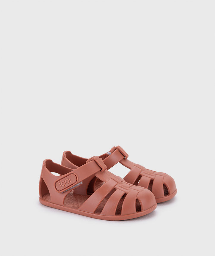 Sandálias Igor Barefoot Nemo Solid cor Terracota para criança