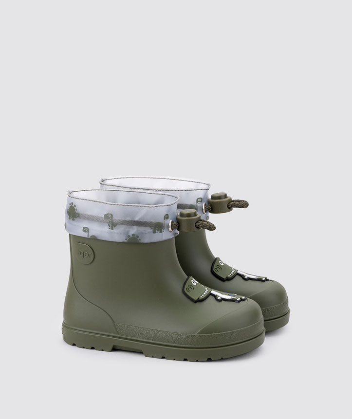Galochas barefoot Igor Mendi Dino Kaki de cano baixo para crianca