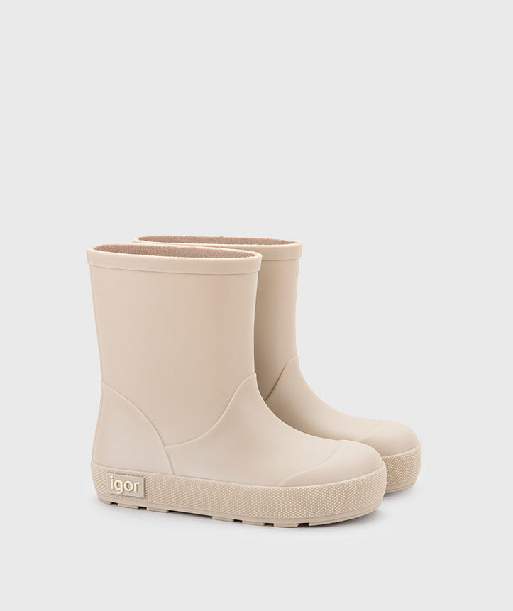 Galochas infantis Igor Yogi Beige com atacador ajustável e biqueira larga barefoot