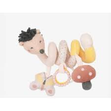 Kikkaboo Espiral Hedge Hugs, um brinquedo de peluche em espiral com um ouriço, cogumelo e anéis, ideal para estimular os sentidos do bebé.