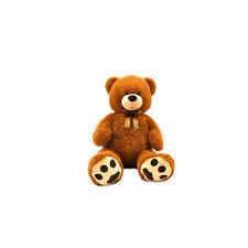 Urso de peluche Globo de 100cm na cor castanho escuro, sentado de frente com um laço castanho no pescoço.