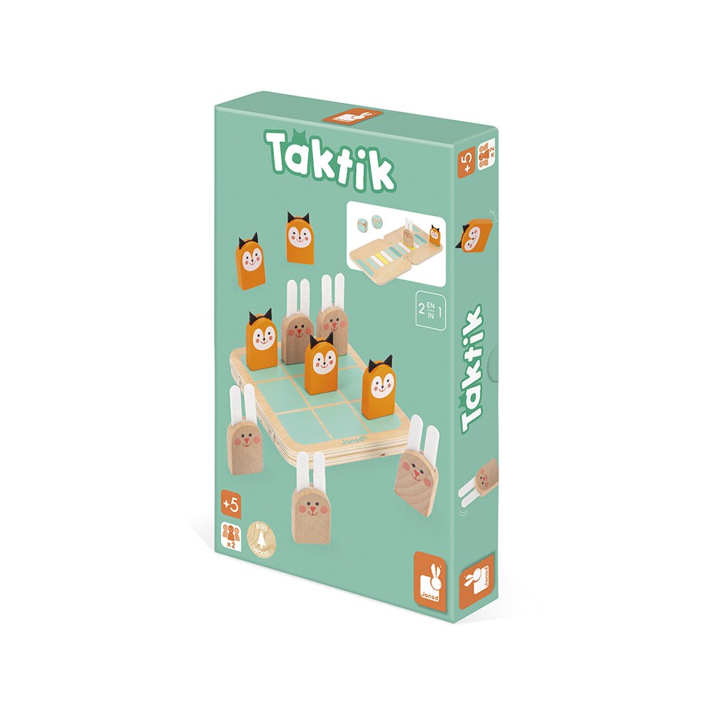 Embalagem do Jogo do Galo Tic Tac Toe da Janod, mostrando o design e as informações do produto.