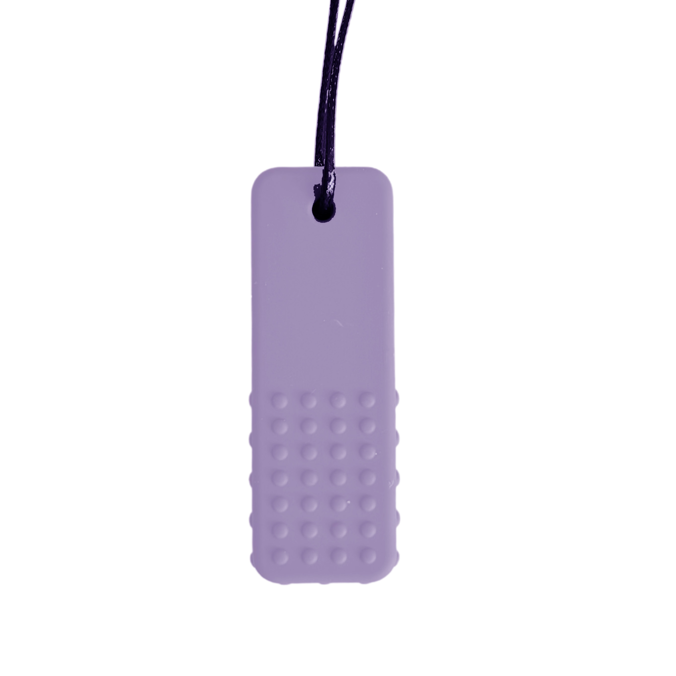 Colar mordedor sensorial Jellystone modelo Bloco na cor roxa em silicone alimentar