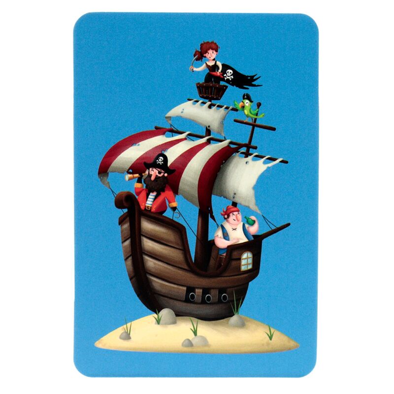 Detalhe de uma carta mostrando um navio pirata.