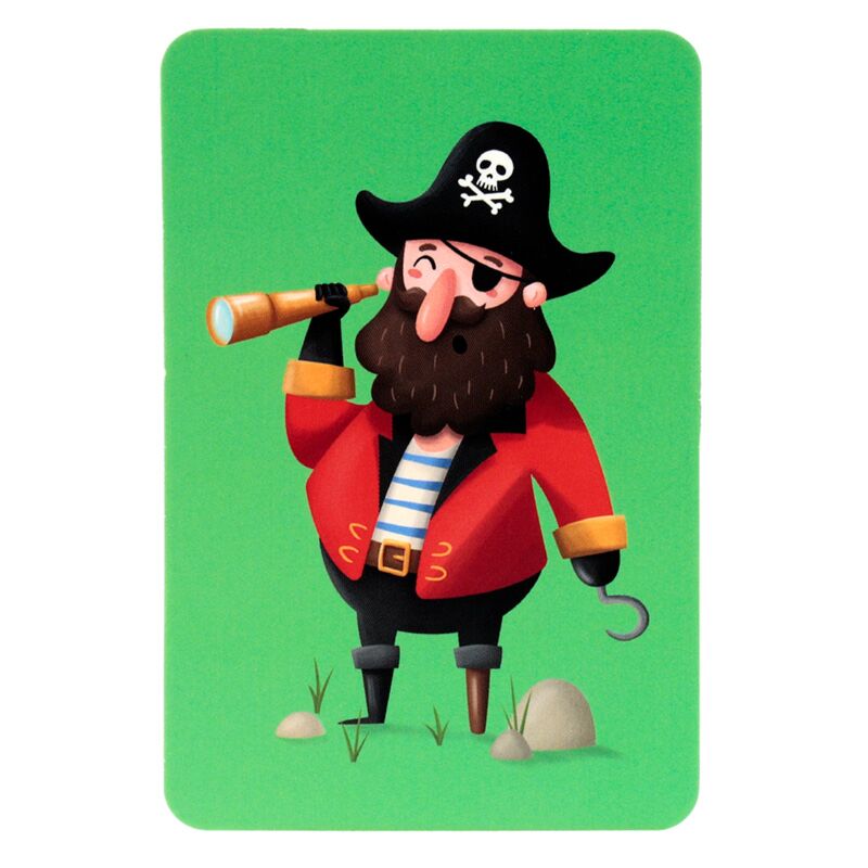Detalhe de uma carta mostrando um pirata com um telescópio.