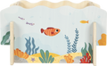 Jogo da Pesca small foot - Detalhe da caixa de madeira com o design do fundo do mar, mostrando a qualidade da madeira e as ilustrações.