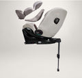 Vista explodida da cadeira auto Joie i-Spin XL Signature, mostrando os redutores para recém-nascido e a estrutura da cadeira.