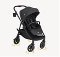 Carrinho de passeio Joie Versadrift Raven com sistema de rodas 360 graus e alcofa