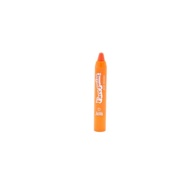 Lápis de pintura facial JOVO na cor laranja ácido (Acid Orange), com a marca "Face Paint" e logótipo visíveis no corpo.