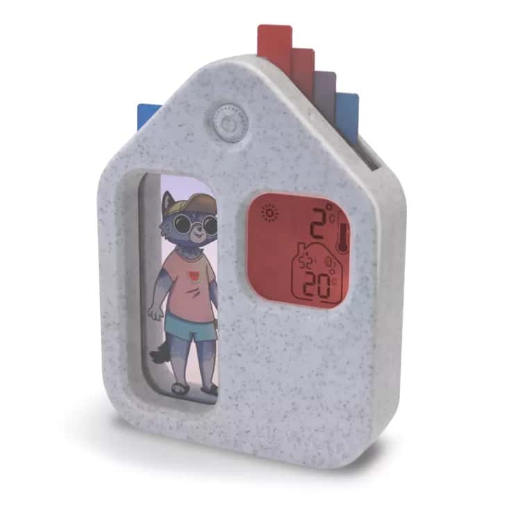 KidyWolf Estação Meteorológica Didática com personagem de verão e dados de temperatura/humidade.