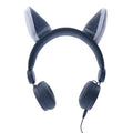 Auscultadores KidyWolf KIDYEARS Lobo cinzentos com orelhas magnéticas de lobo, vista ligeiramente inclinada.