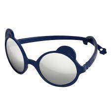 Óculos de sol Kietla Urso Bleu, azuis, com lentes espelhadas, em vista frontal sobre fundo branco.