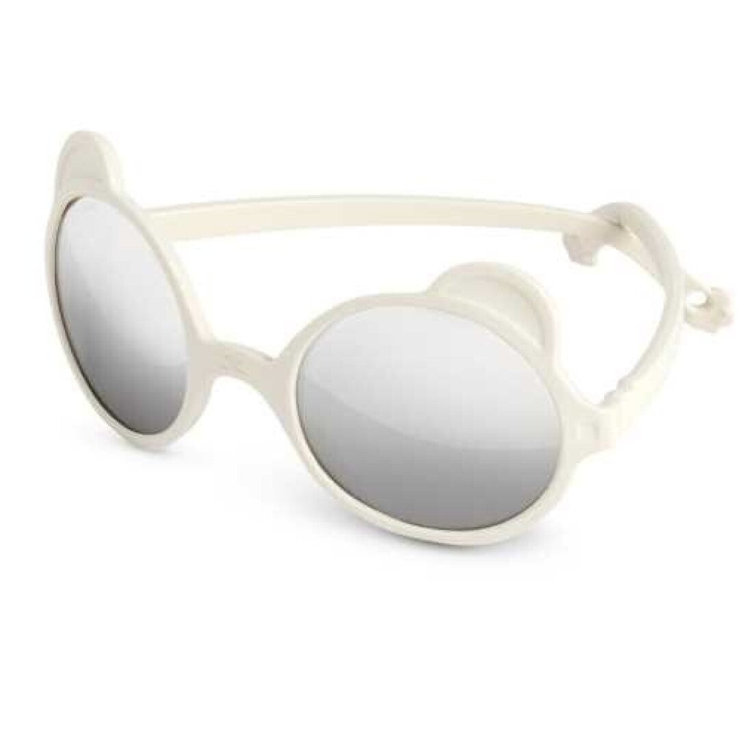 Óculos de sol Kietla Urso Branco para bebé, com lentes espelhadas e formato ergonómico, sem dobradiças.