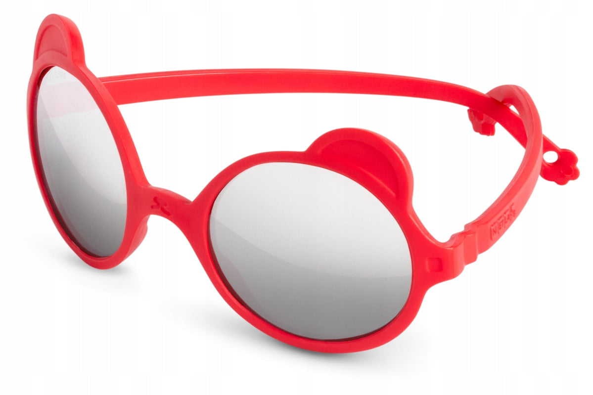 Oculos de sol Kietla modelo Urso na cor vermelha para bebe com fita de ajuste