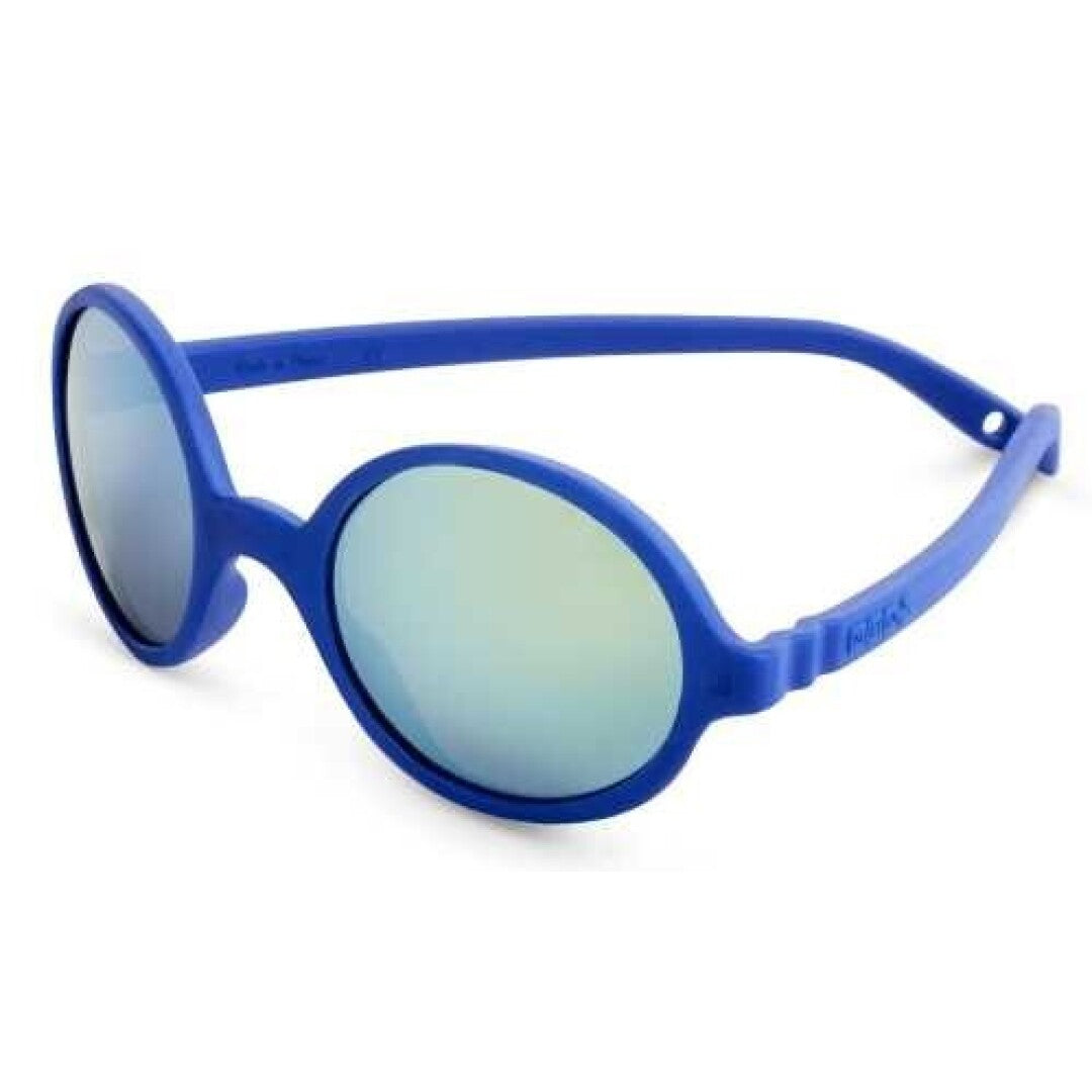 Óculos de sol Kietla RoZZ Reflex Blue para bebé e criança de 1 a 4 anos com estilo retro redondo.