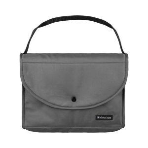 Bolsa de maternidade cinzenta a condizer com o carrinho Kikkaboo Scarlett, com alça de transporte, em fundo branco.