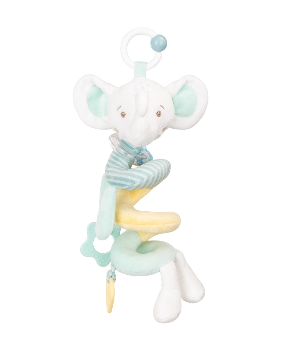 Espiral vertical de peluche Kikkaboo Elephant Time com mordedores e guizo para berço e carrinho