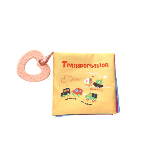Livro educativo de tecido Transportes KikkaBoo com mordedor em forma de coração