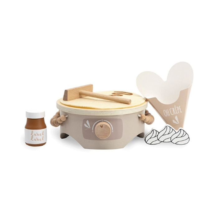 Conjunto completo do brinquedo Label Label Crepeira Castanha com crepeira, acessórios e cone.