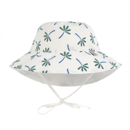 Lassig chapéu panamá solar reversível UV Palms Nature branco com padrão de palmeiras para bebé/criança, com atilhos.